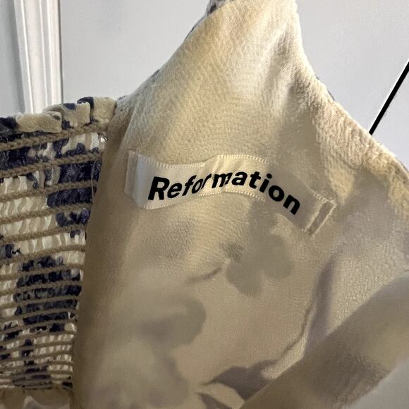 Reformation annabell mini dress jaspar white blue floral size 4 viscose - Picture 5 of 6